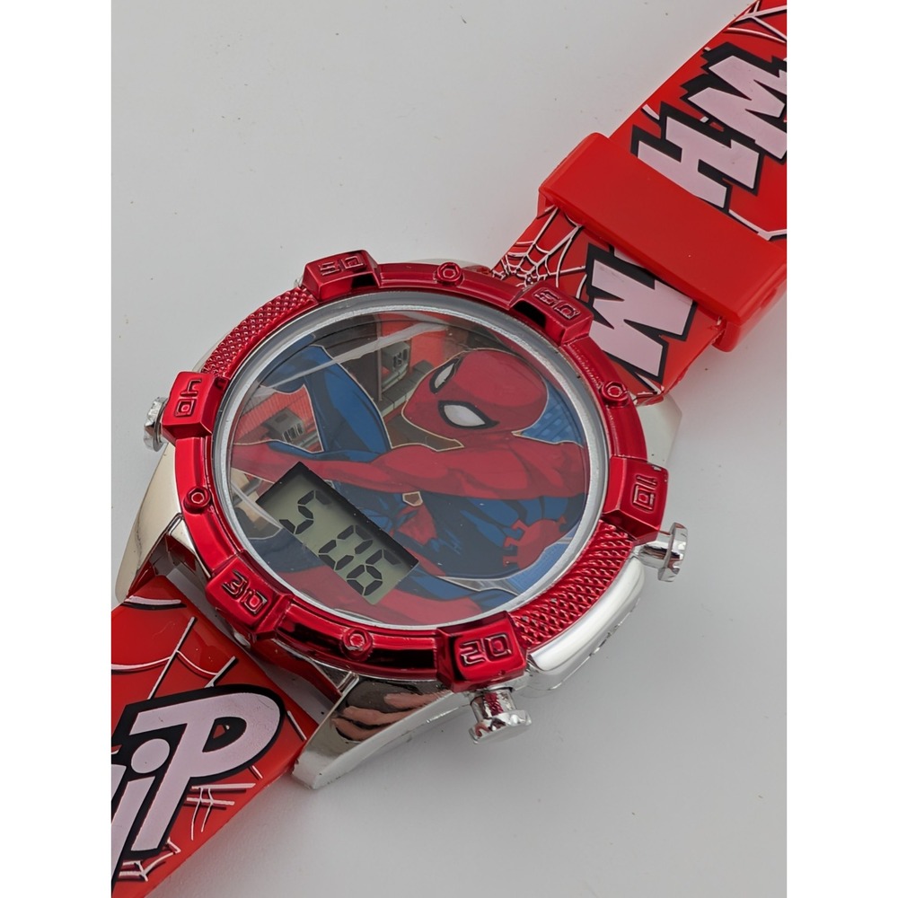 Accutime Spiderman Kids Digital‎ LED Light Up Watch Red Band- New Battery - Picture 4 of 9